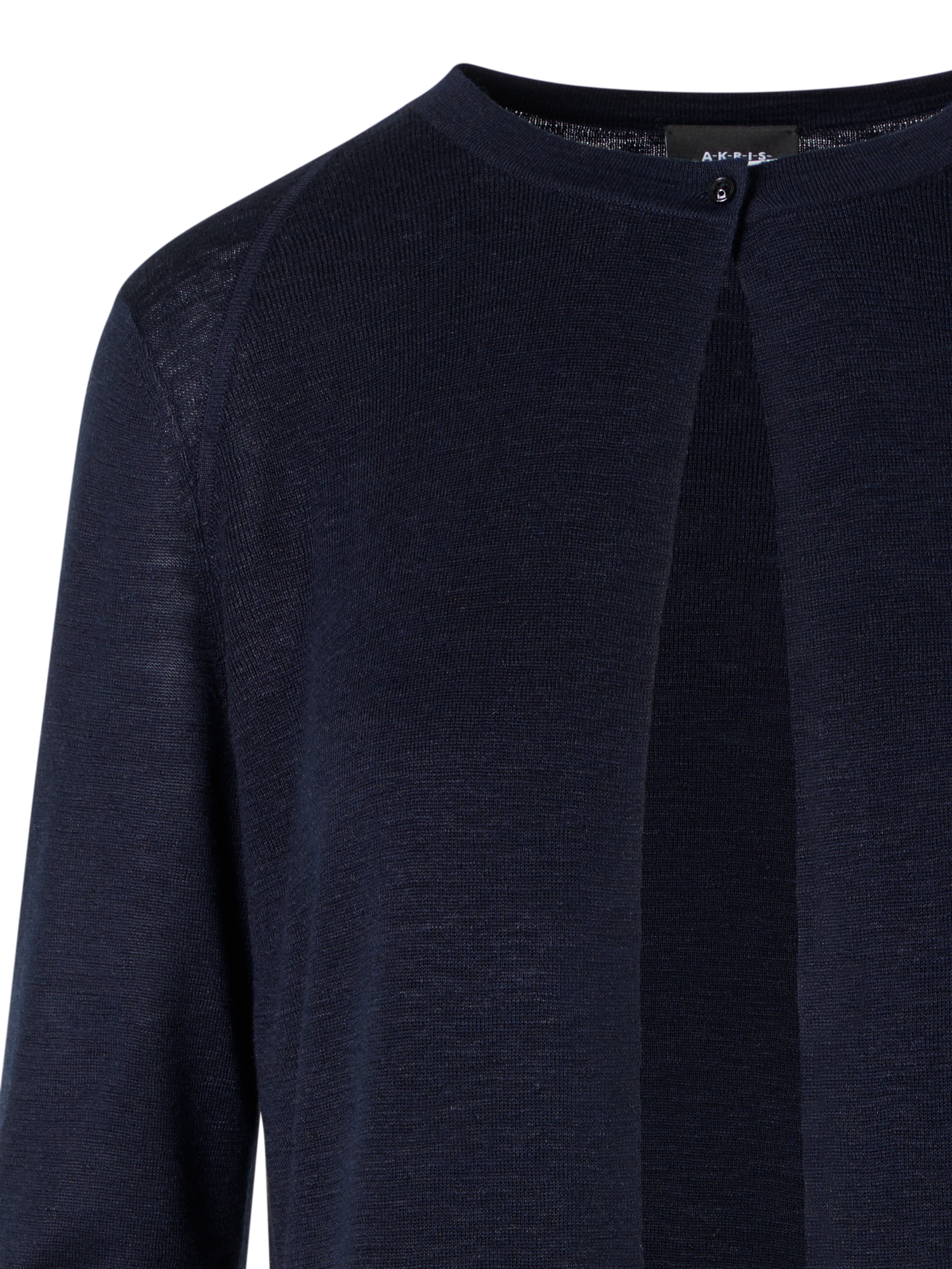 Designer Long-Sleeve Linen-Silk Knit Coat - navy