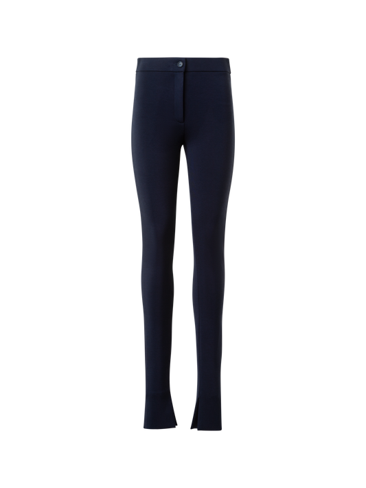 Designer Skinny Stretch Jersey Leggings with Slit - neutral - navy - blue