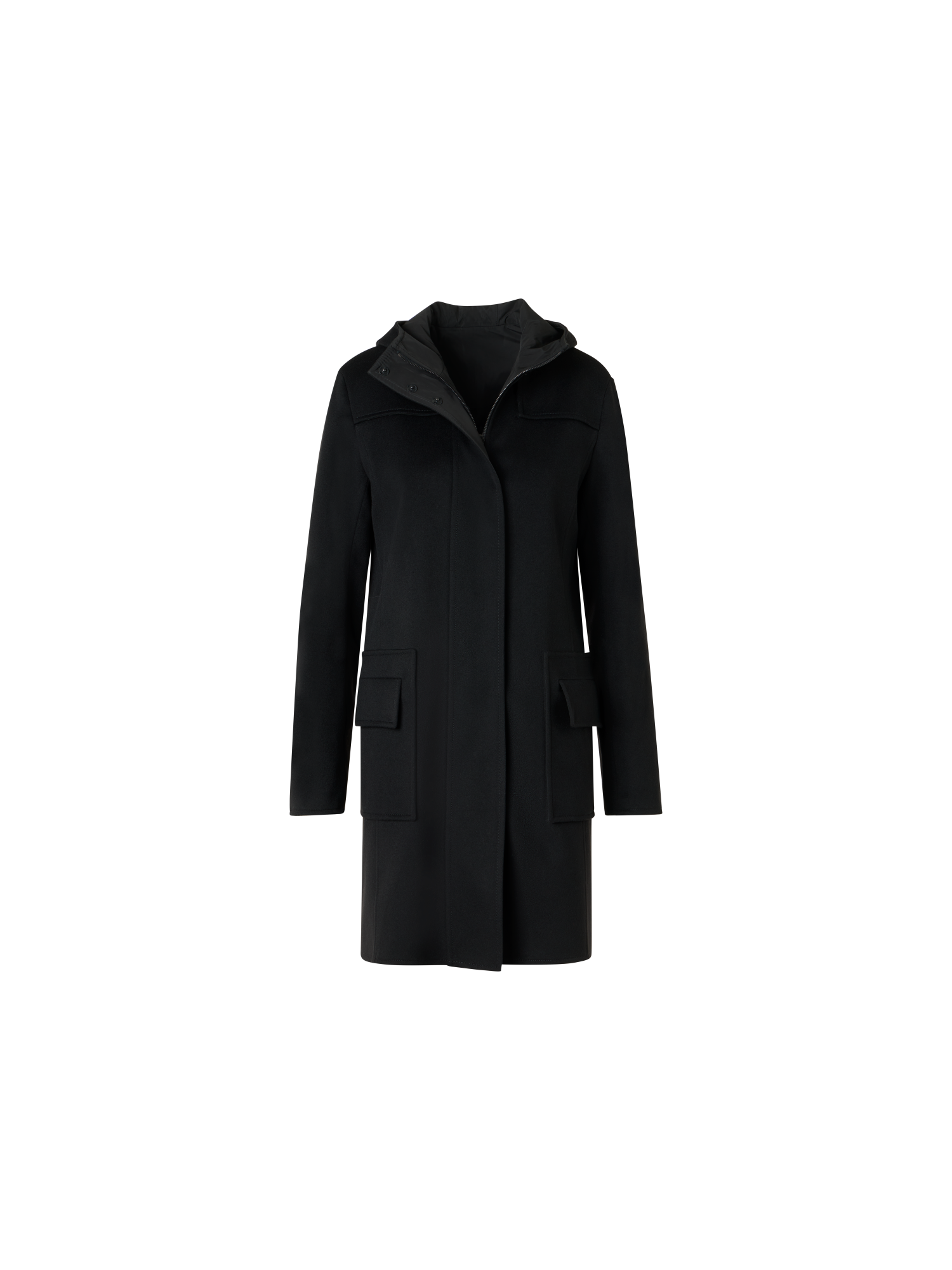 Designer Reversible Wool and Shell Coat - black