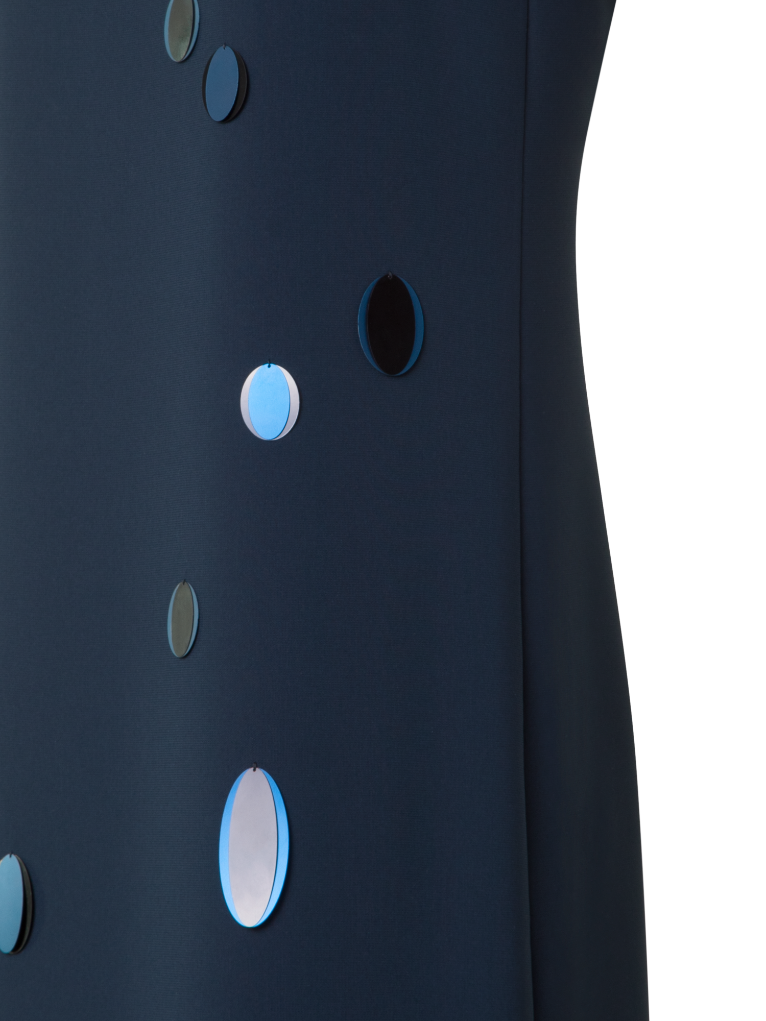 Designer Heavy Laser Cut Tunic Dress with Dropping Dots - neutral - navy - blue