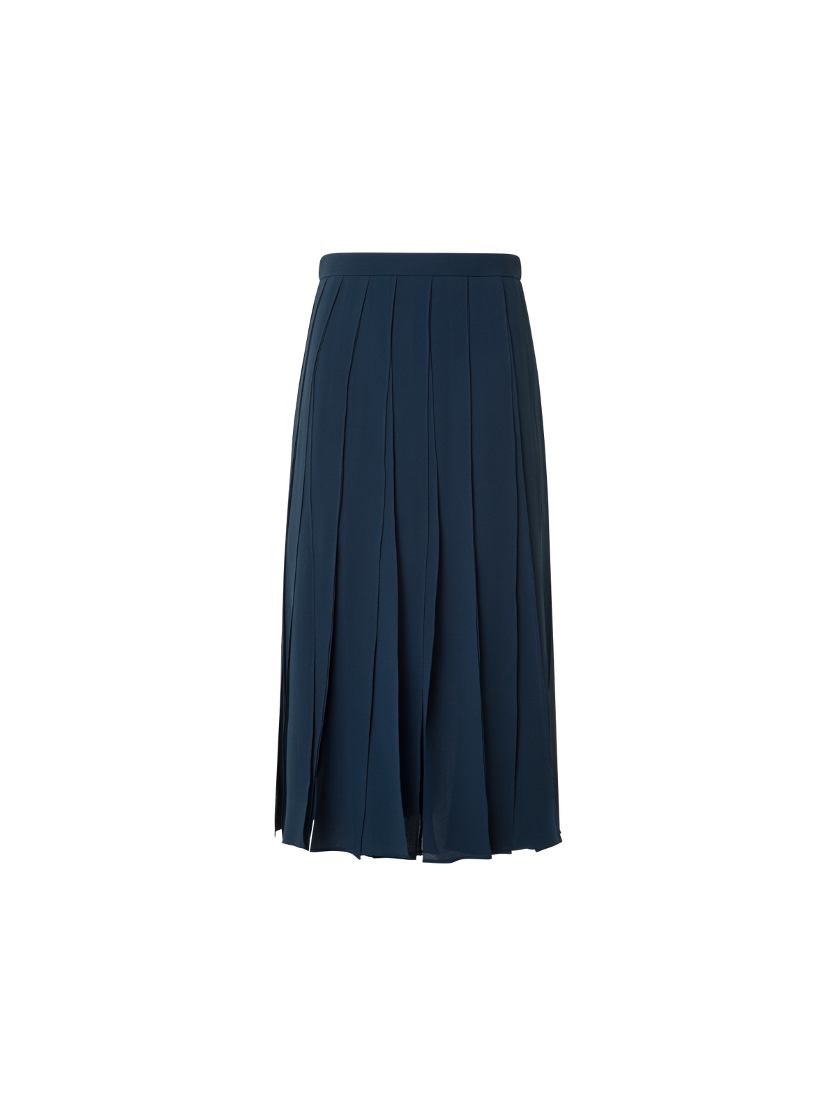 Designer Midi Silk Skirt with Flowing Ribbons - neutral - navy - blue