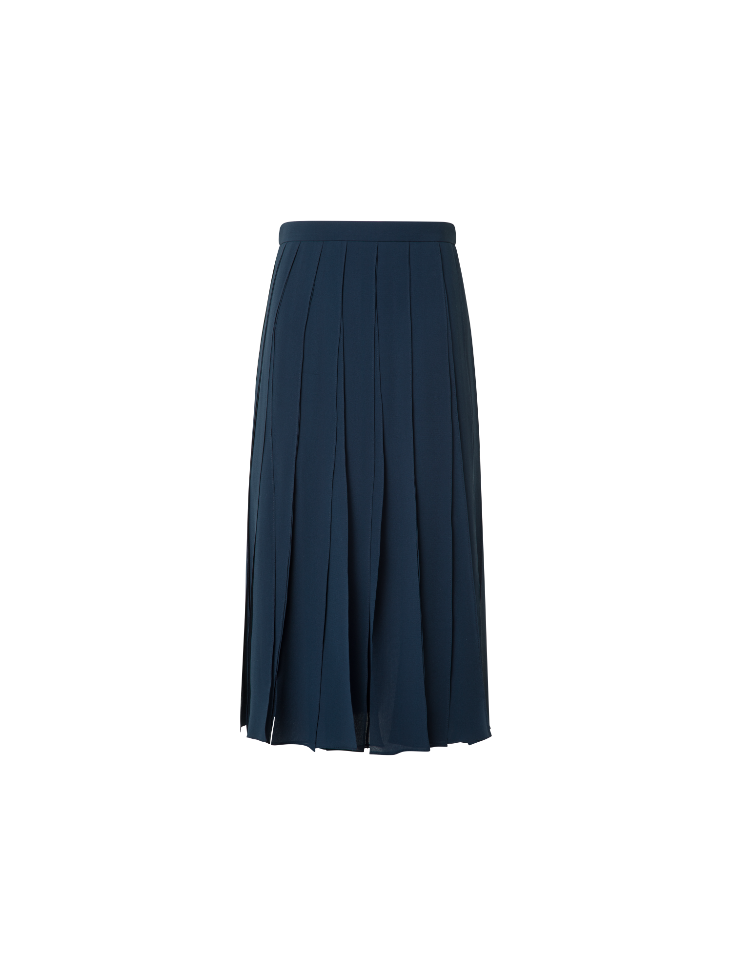 Designer Midi Silk Skirt with Flowing Ribbons - neutral - navy - blue