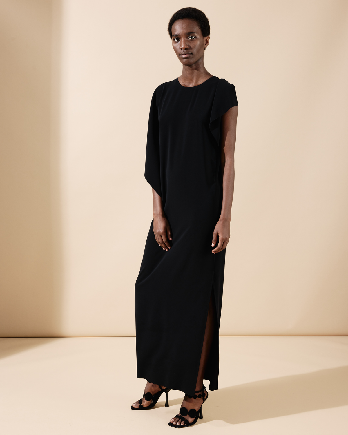 laser cut midi dress LASER CUTTING BIG COLLAR LOOSE MIDI DRESS IN White