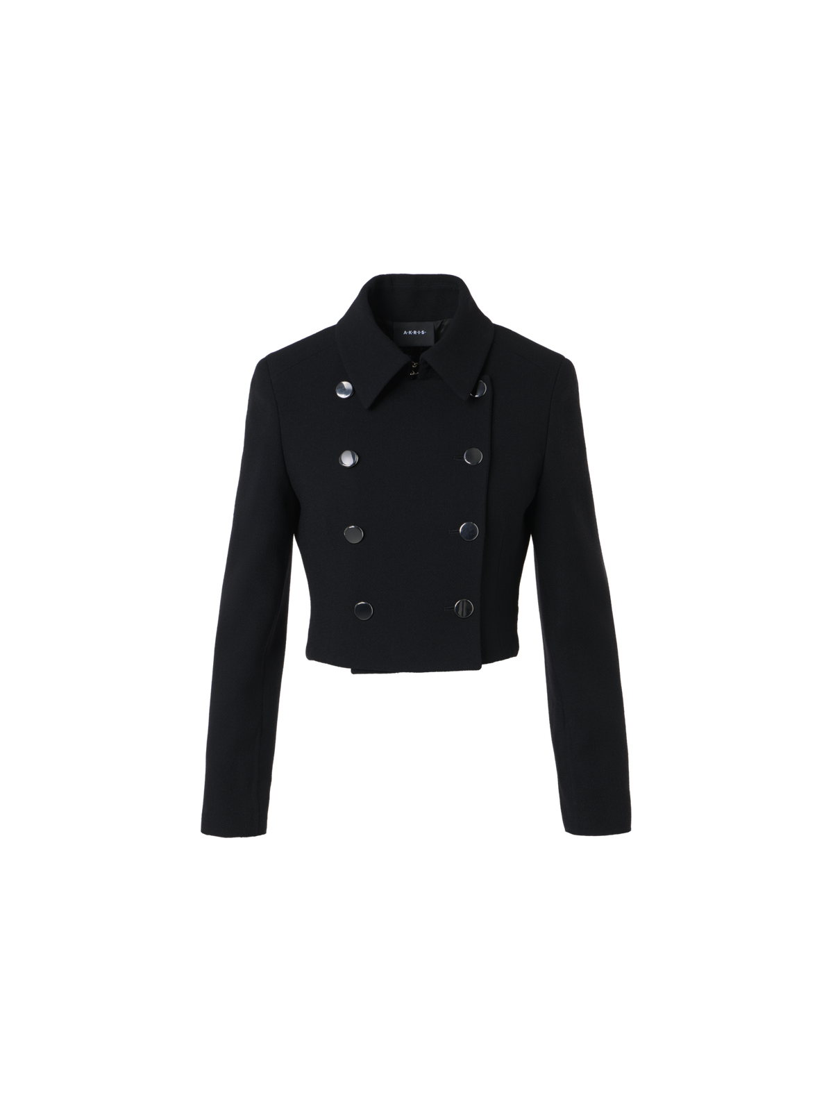 Designer Wool Crêpe Double-Face Short Jacket - black