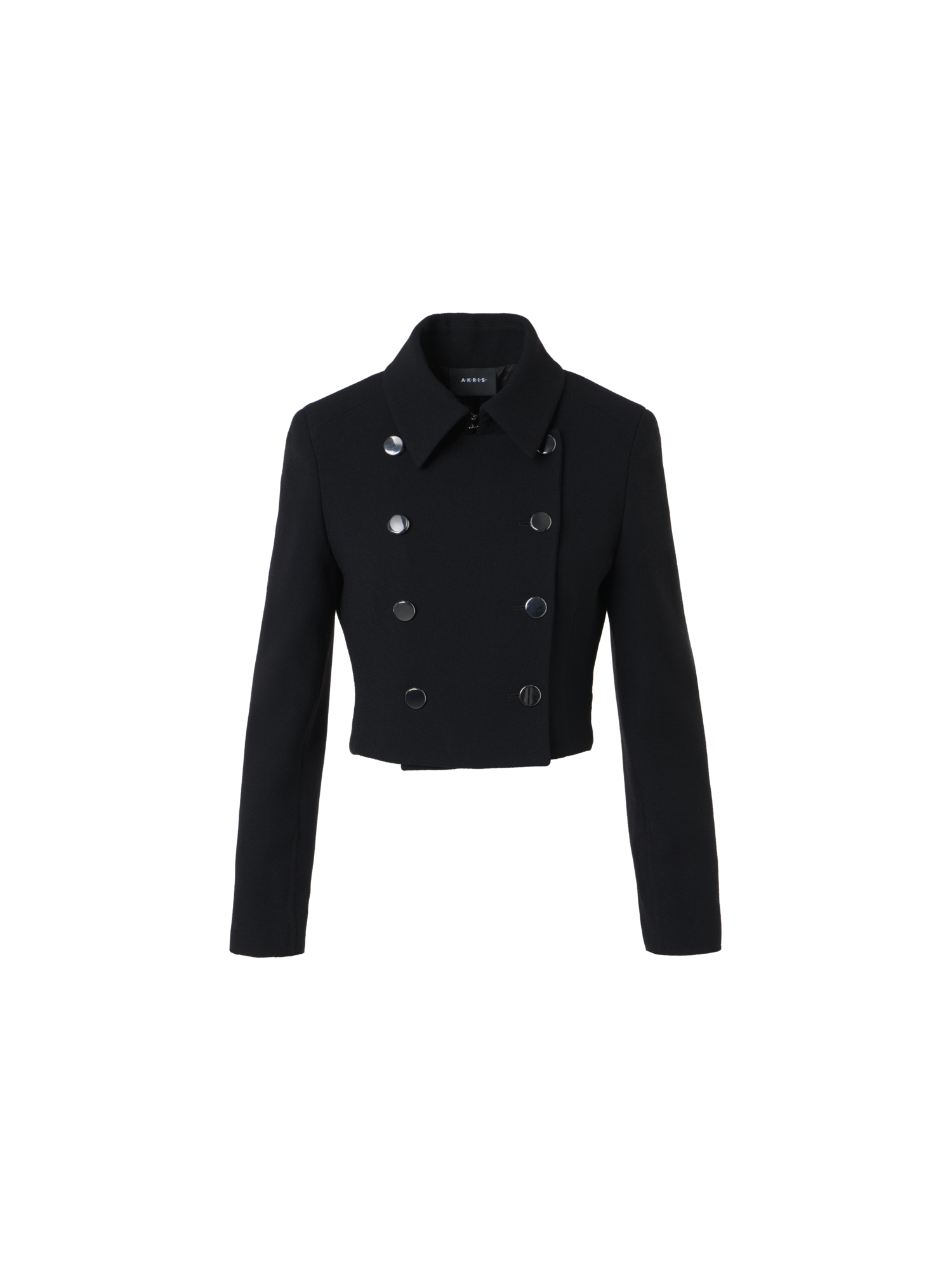 Designer Wool Crêpe Double-Face Short Jacket - black