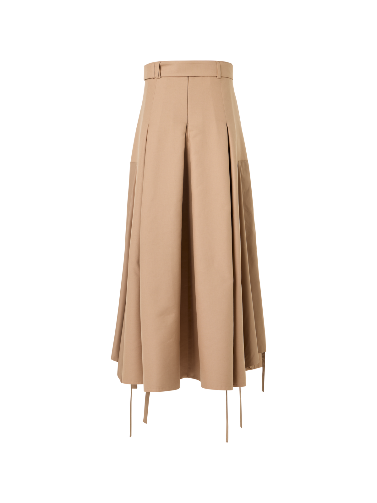 Designer Flared Cotton Double-Face Midi Skirt - beige