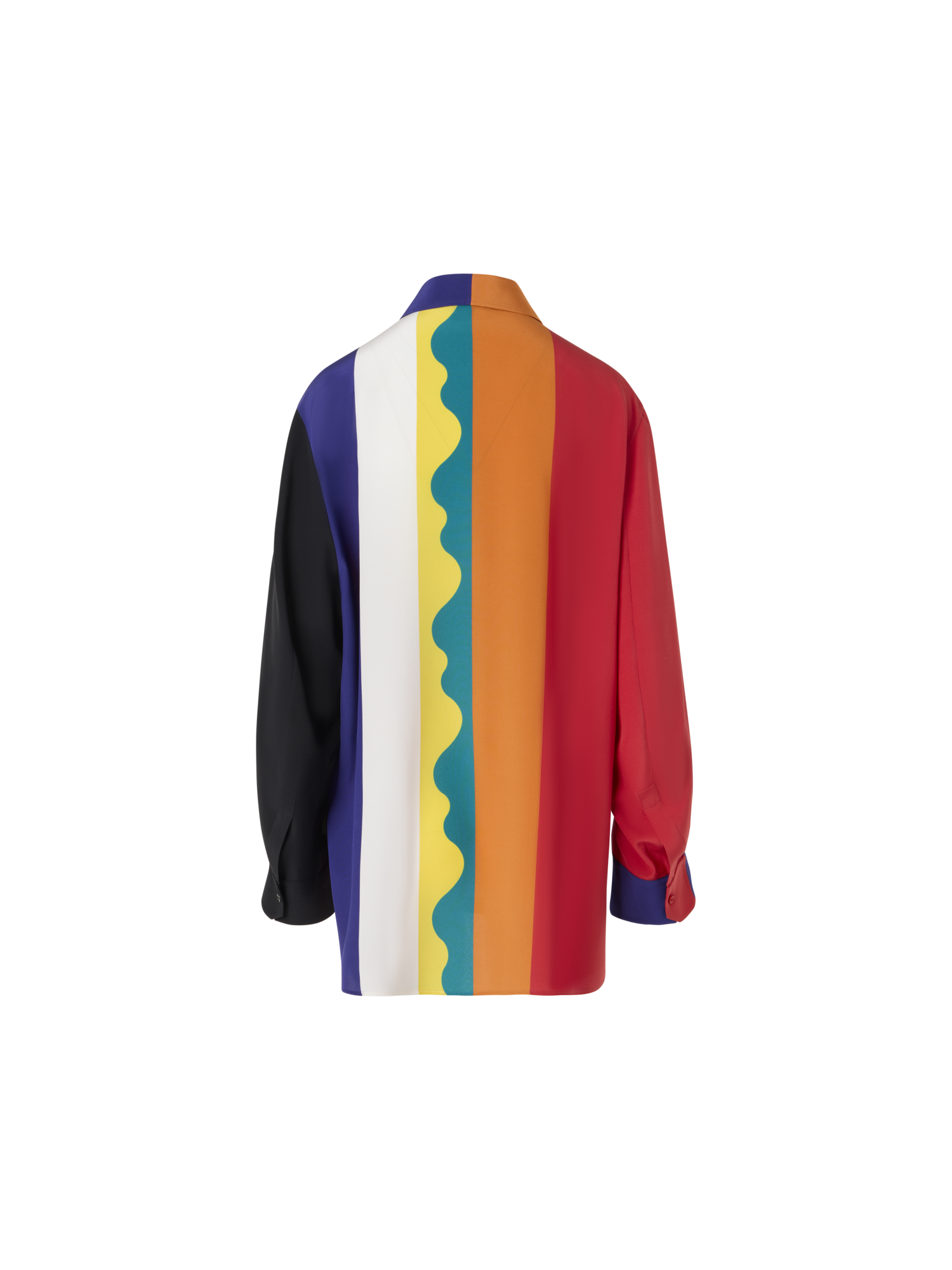 Designer Oversize Silk Blouse with Paravent Print - multicolor