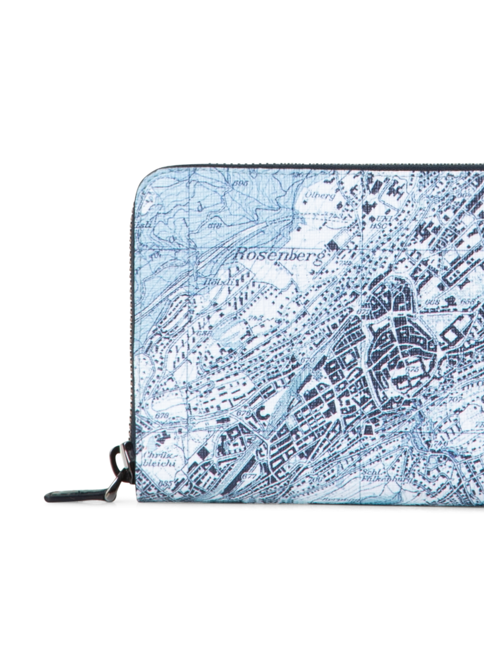 Designer Long Zip Wallet with St. Gallen Map Print - blue - multicolor