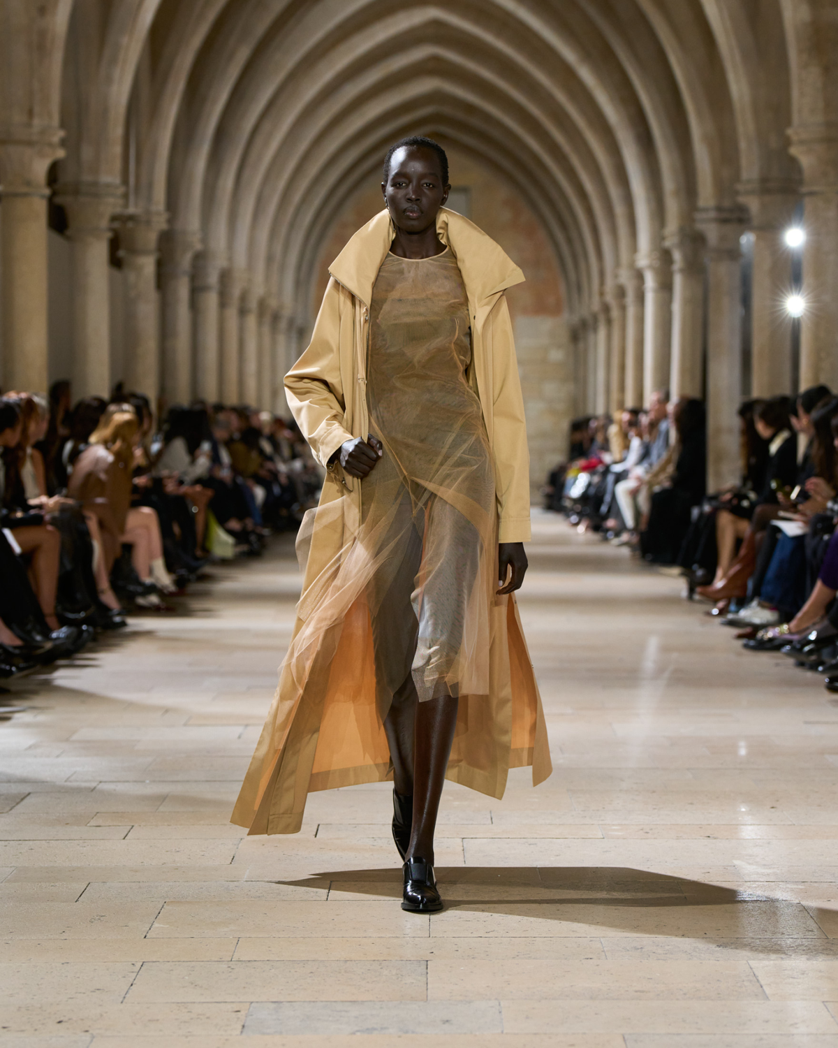 Designer Maxi Coat in Water Repellent Silk Poplin - neutral - pastel - beige #editorial