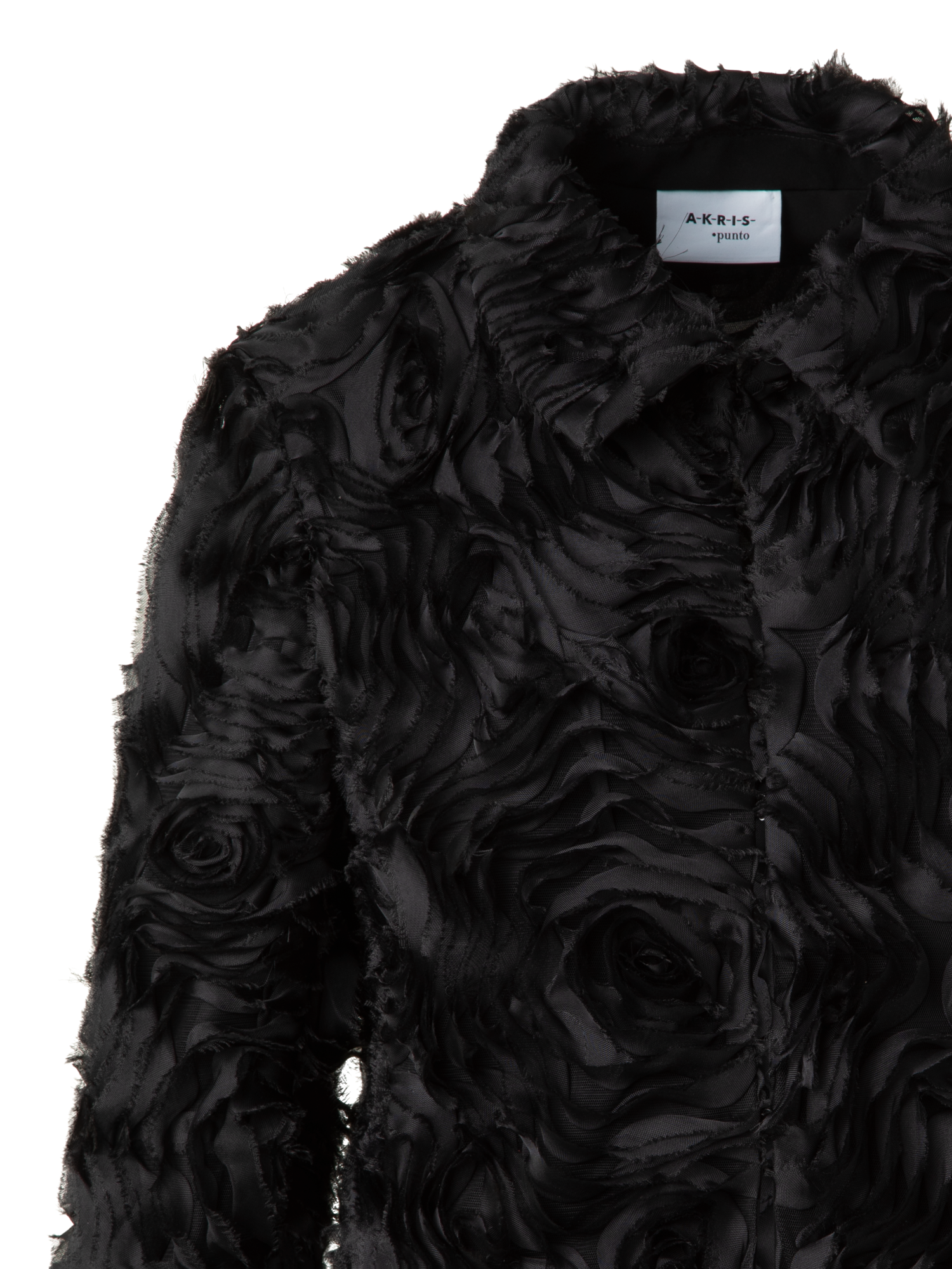 Designer Short Jacket with 3D Carnation Embroidery - black