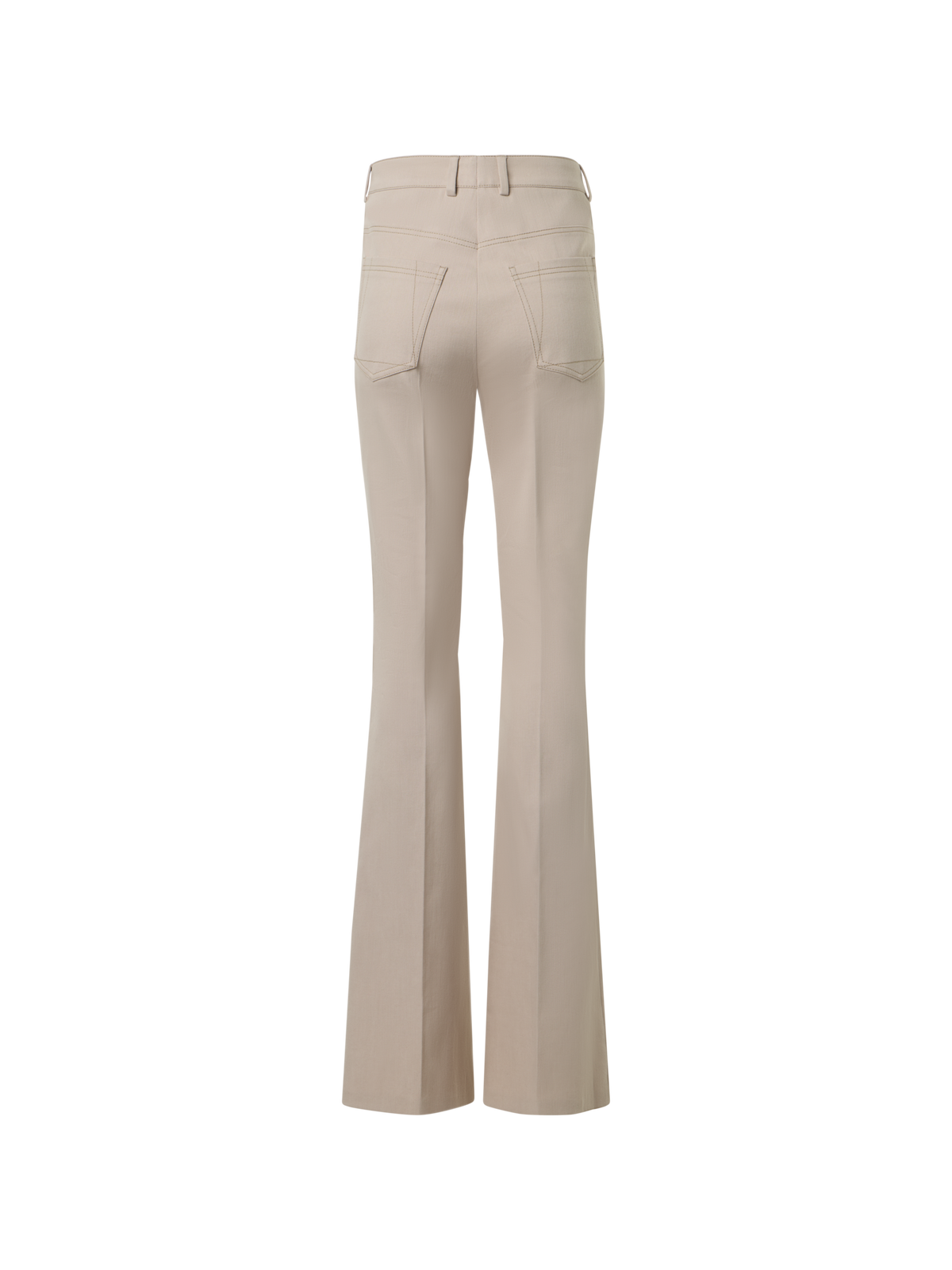 Designer Bootcut Cotton Denim Stretch Pants - beige