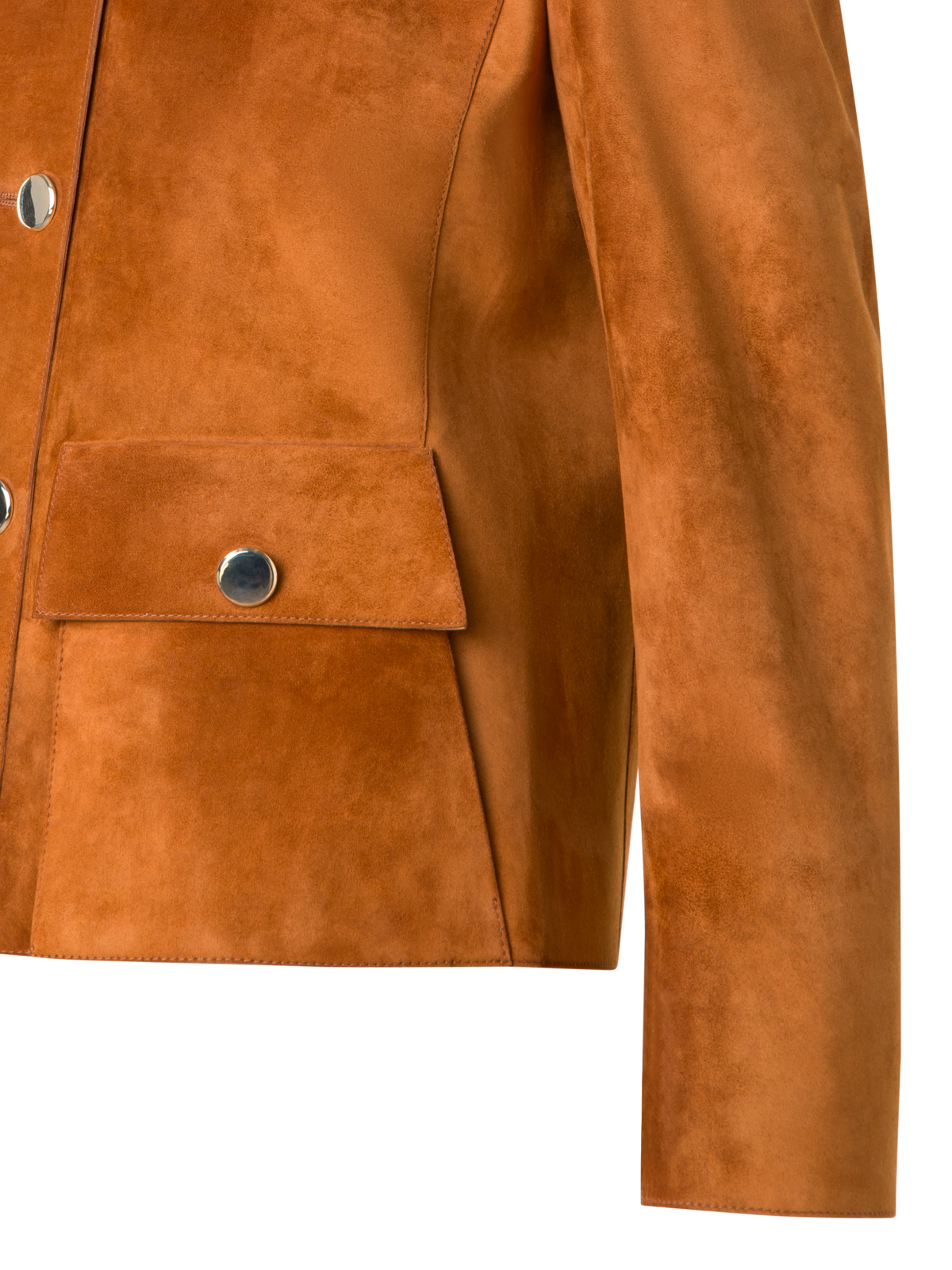 Designer Suede Jacket with Golden Buttons - neutral - brown