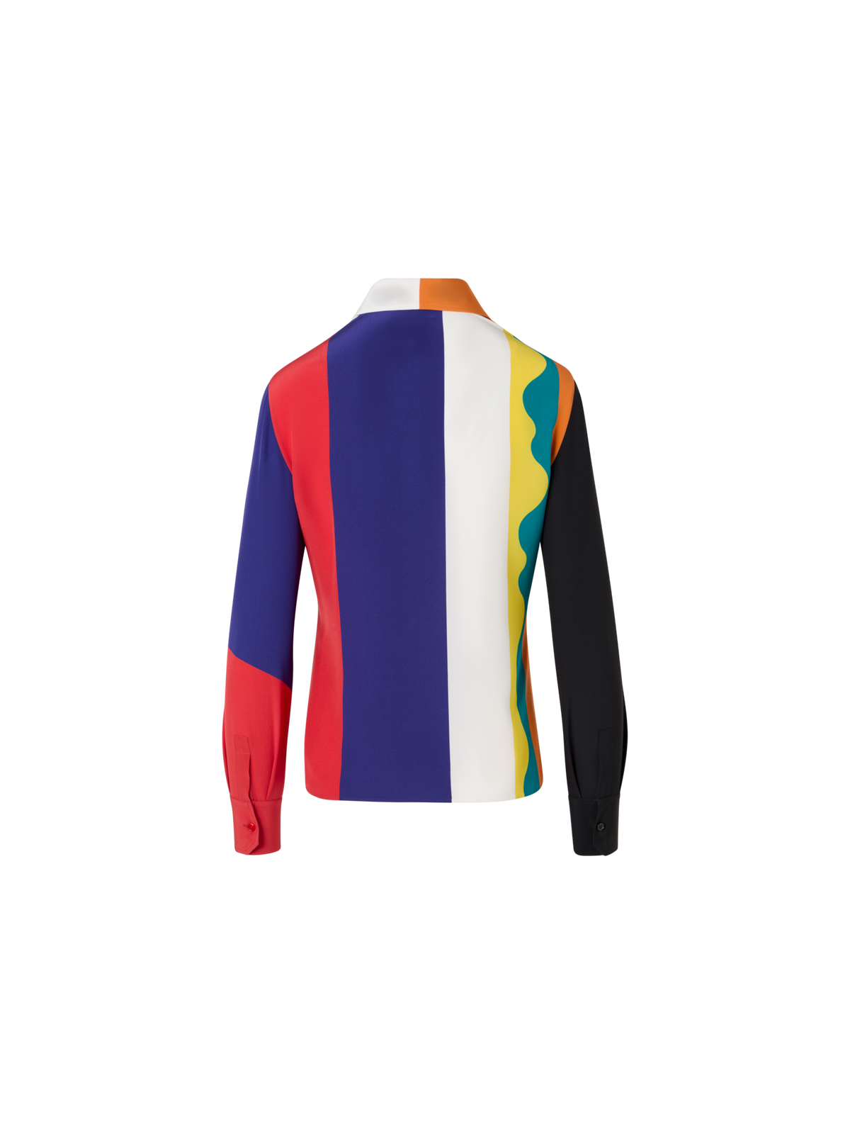 Designer Silk Crêpe Blouse with Paravent Print - multicolor