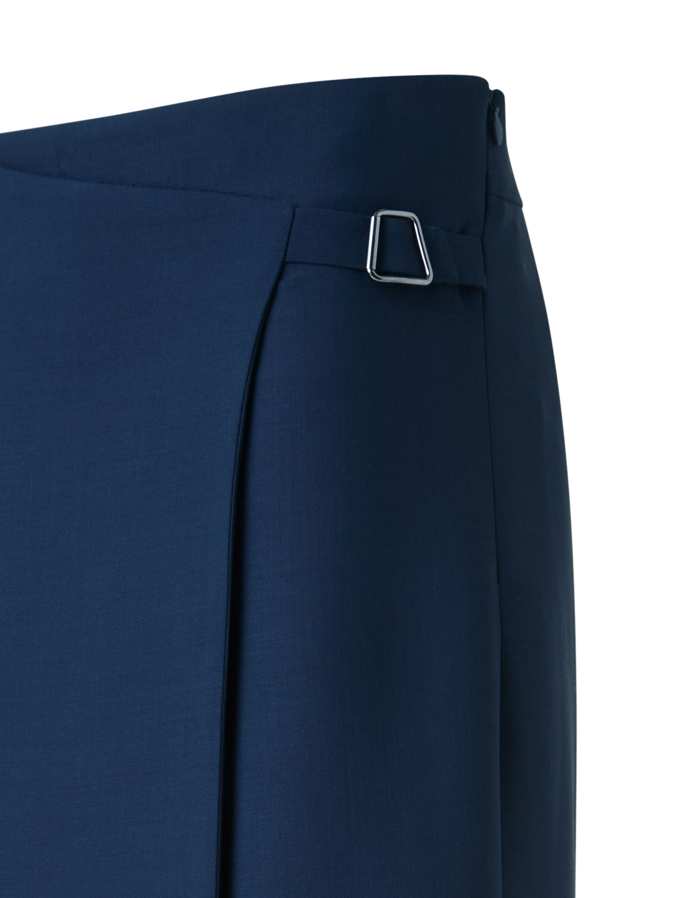 Designer Straight Wool Double-Face Pants with Apron Wrap - neutral - navy - blue