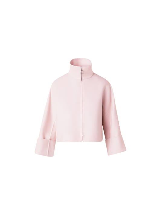 Designer Short Kimono Sleeves Jacket in Wool Double-Face - pastel - pink