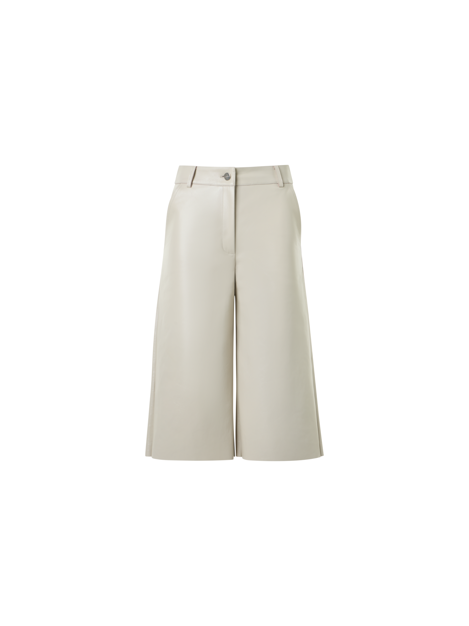 Designer Lacquered Leather Wide-Leg Bermuda Shorts - beige