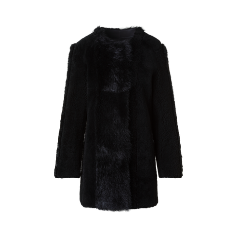 Gerader Patchwork Lammfell Kurzmantel