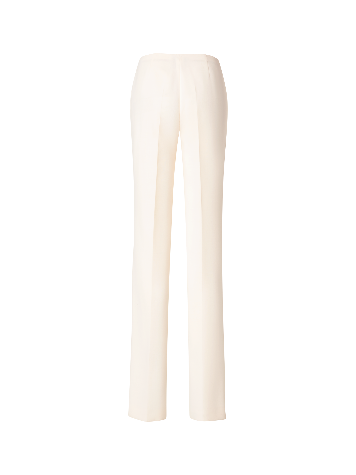 Designer Straight Wool Double-Face Pants - ecru - white