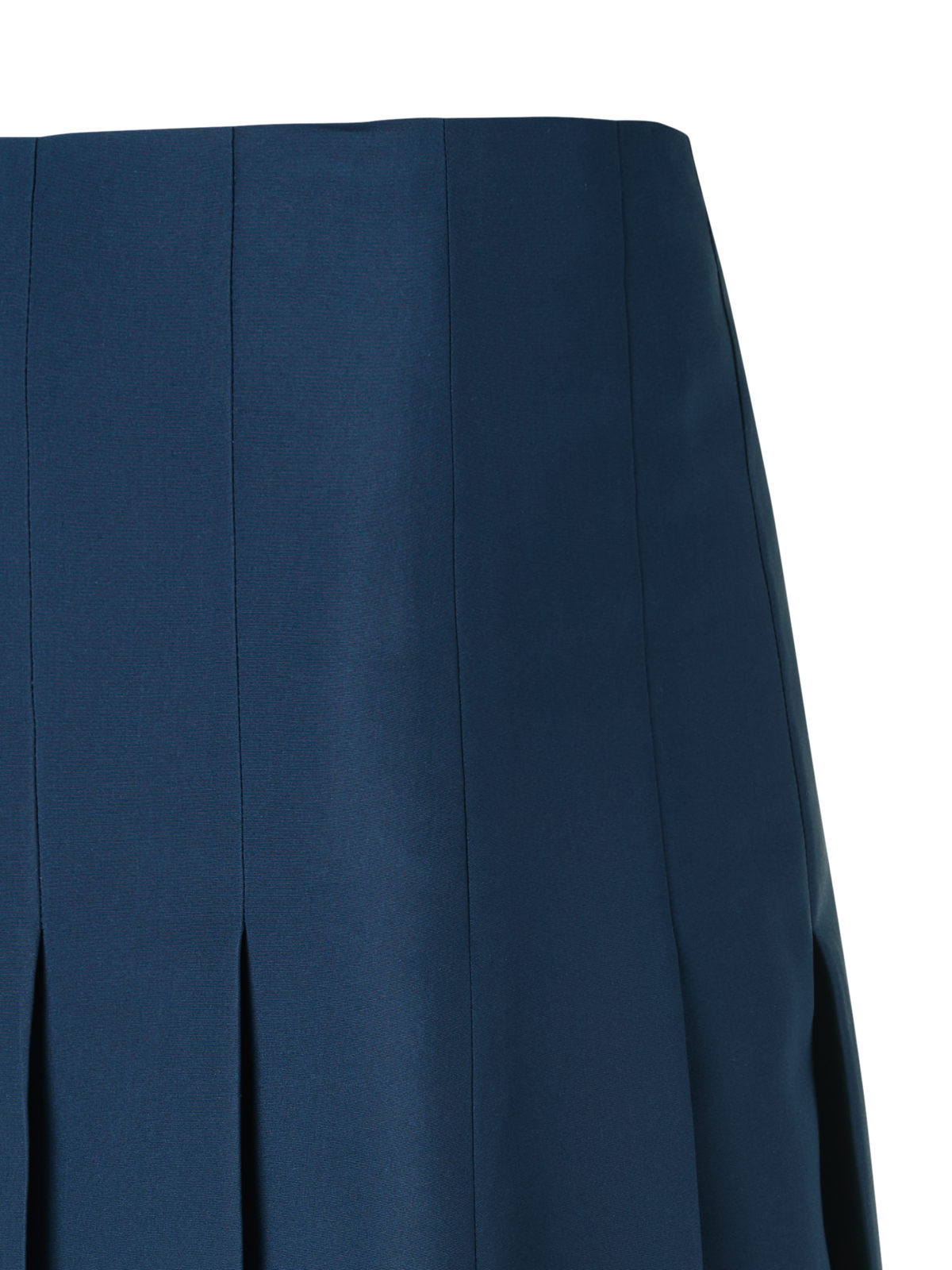 Designer Half-Pleated Ottoman Silk Midi Skirt - neutral - navy - blue