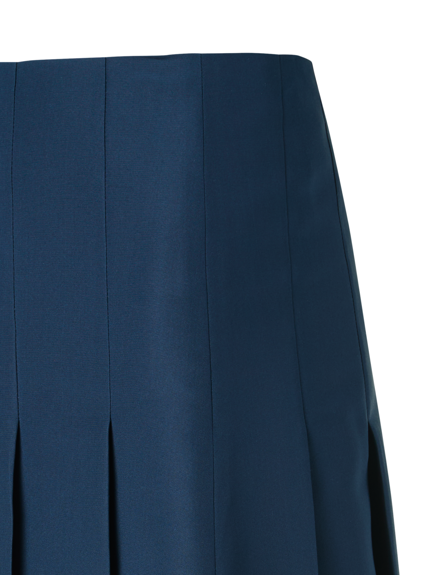 Designer Half-Pleated Ottoman Silk Midi Skirt - neutral - navy - blue
