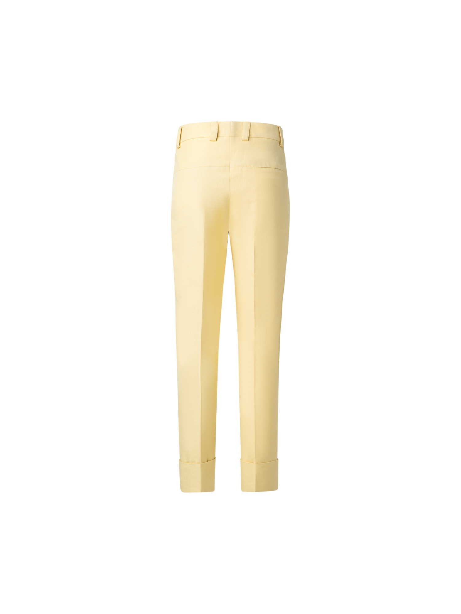 Designer Cropped Tapered Cotton Silk Double-Face Pants - pastel - yellow
