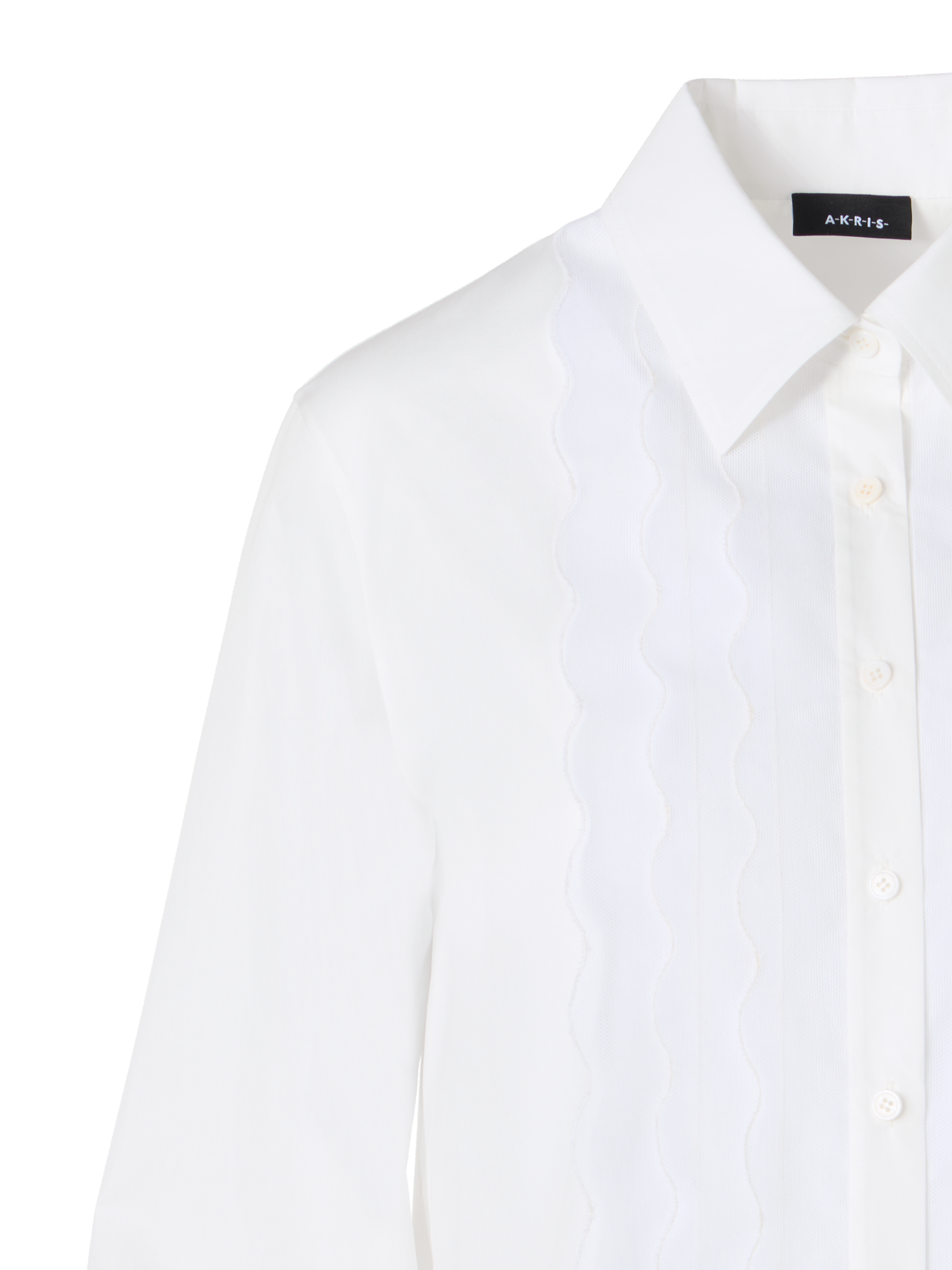 Designer Long-Sleeve Cotton Poplin Blouse - ecru