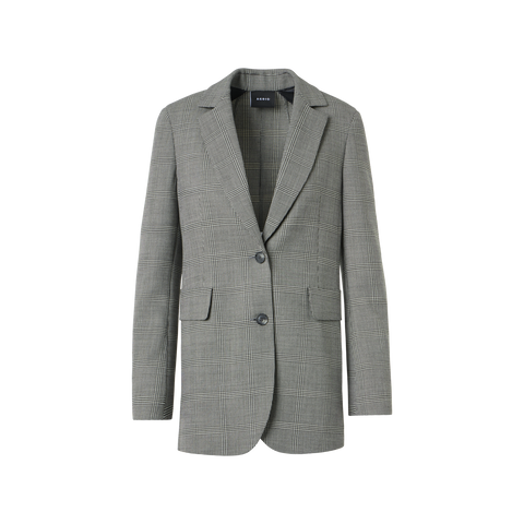 Prince of Wales Check Wool Stretch Double-Face Jacket