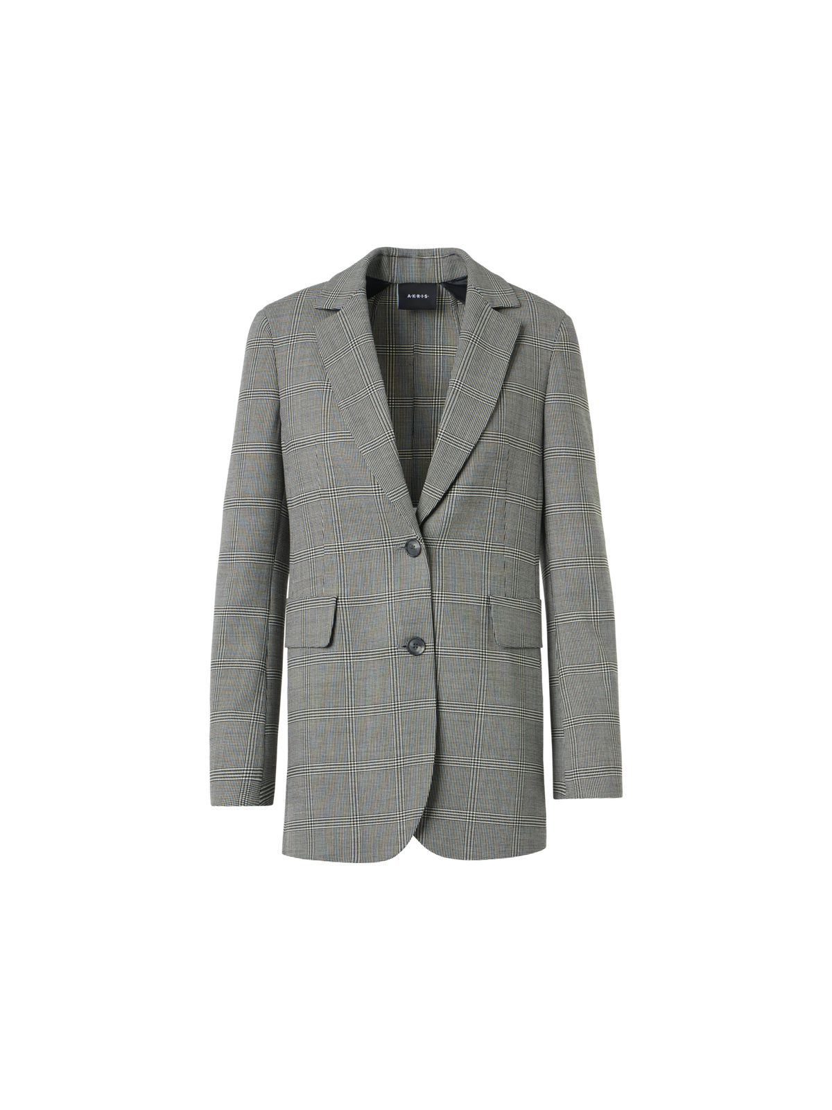Designer Prince of Wales Check Wool Stretch Double-Face Jacket - grey