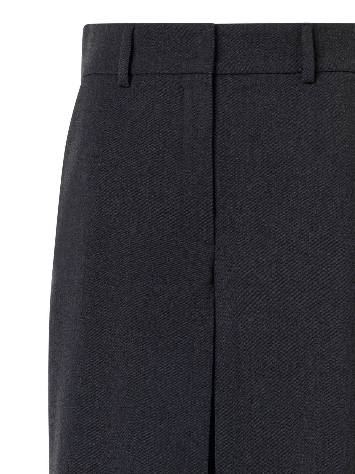 Designer Wide Wool Gabardine Pants with Front Overlayer - grey