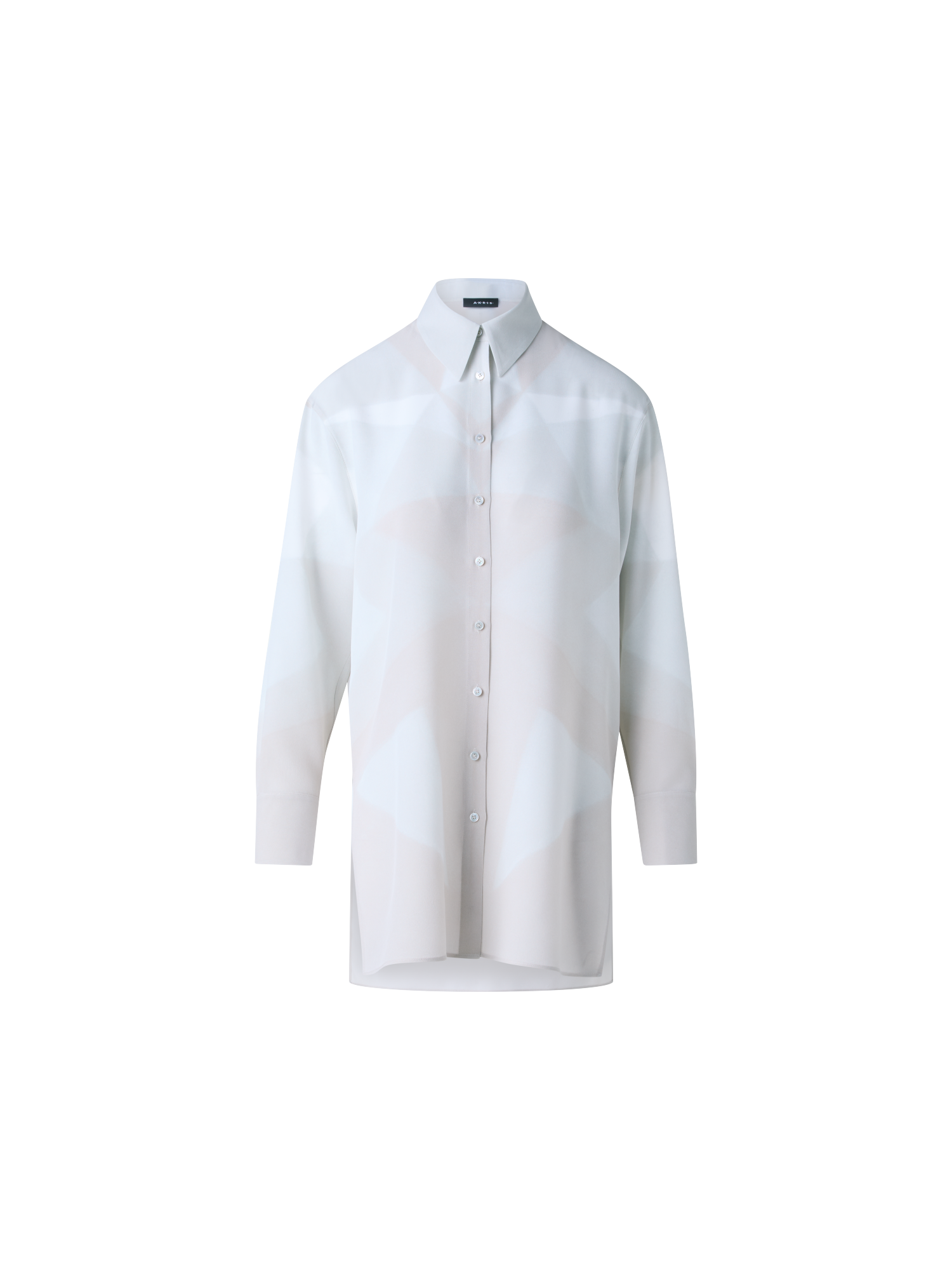 Designer Silk Tunic Blouse with Chiaroscuro Print 