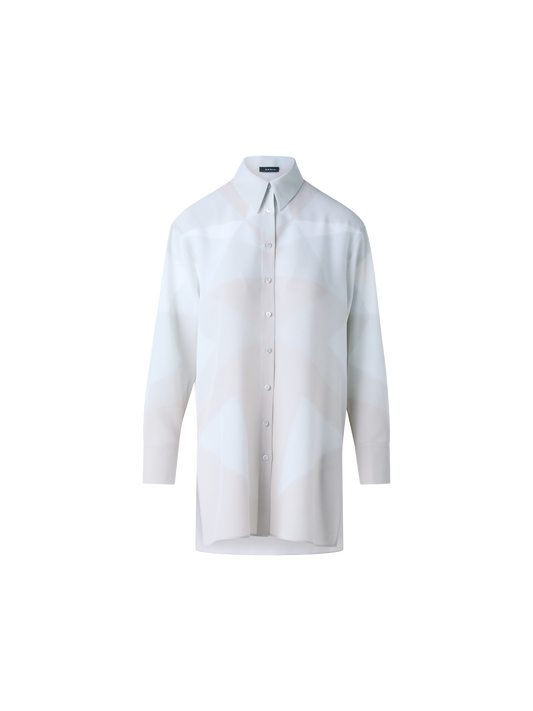 Designer Silk Tunic Blouse with Chiaroscuro Print 