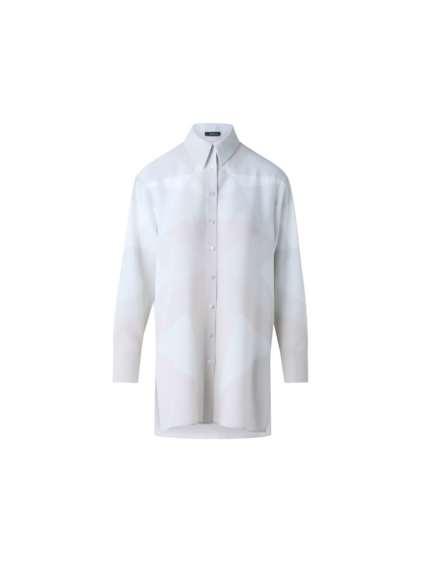 Designer Silk Tunic Blouse with Chiaroscuro Print 