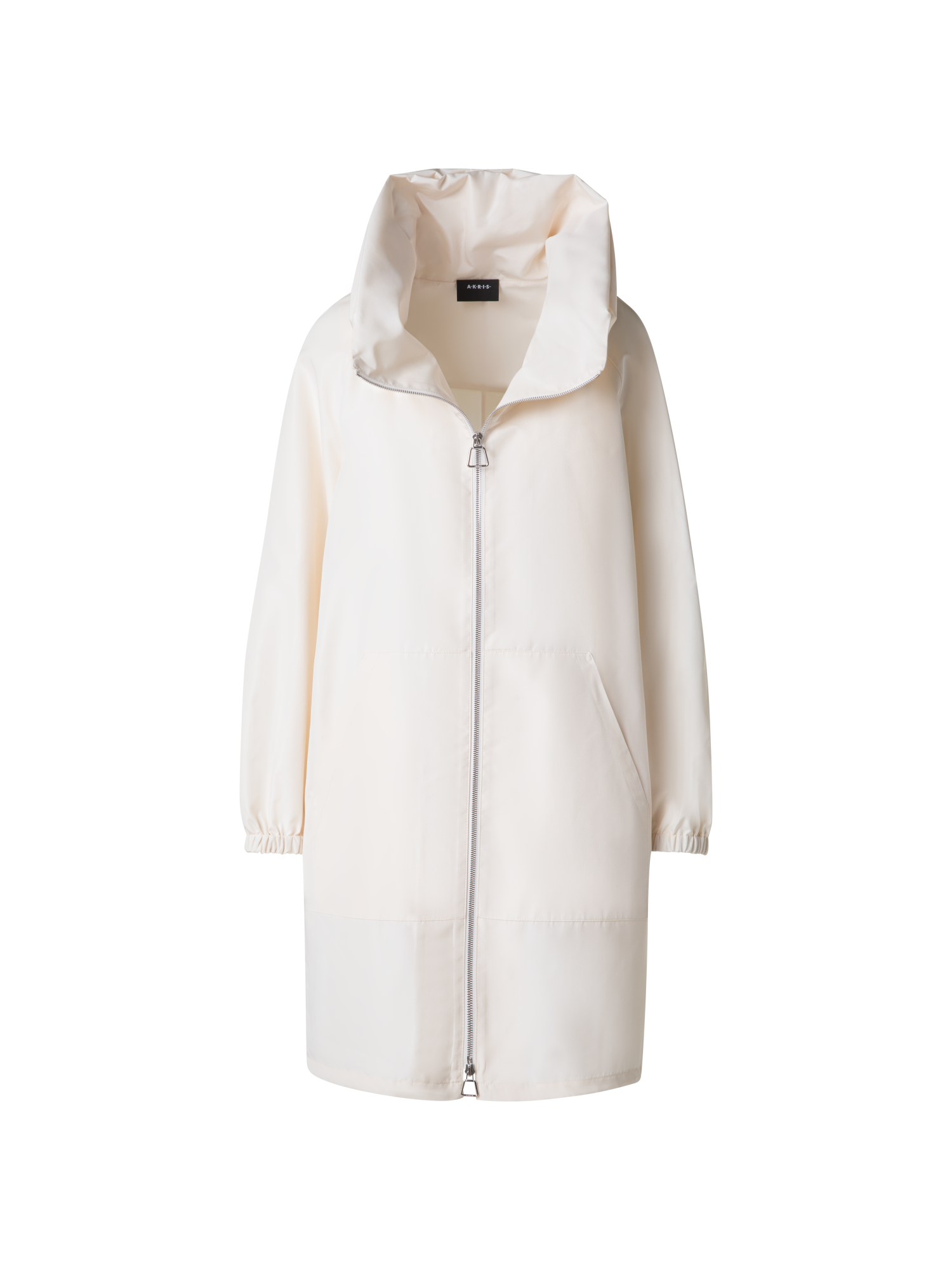 Designer Silk Taffeta Parka with Hood - neutral - ecru - white