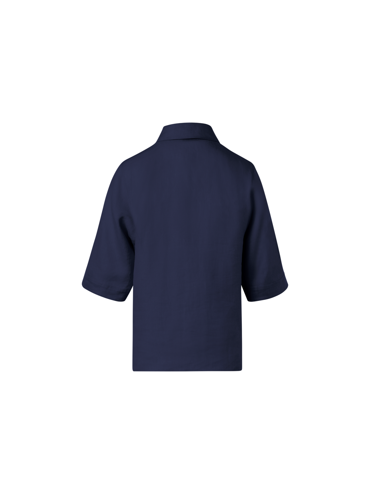 Designer Boxy Shirt Blouse In Linen Voile - navy - blue