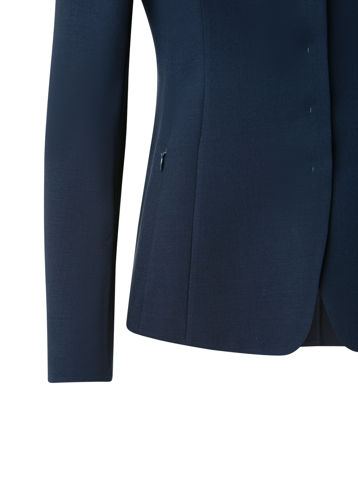 Designer Wool Double-Face Blazer with Leather Collar - navy - blue