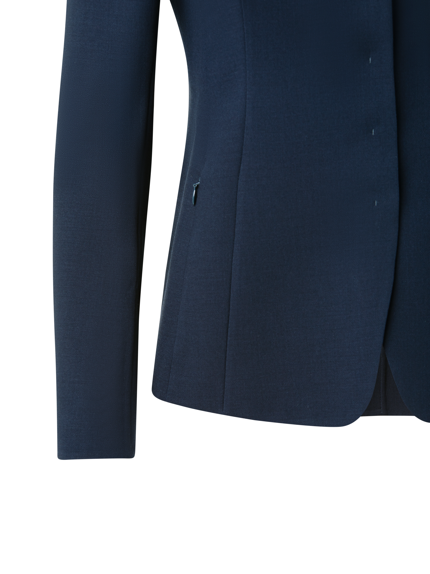 Designer Wool Double-Face Blazer with Leather Collar - navy - blue