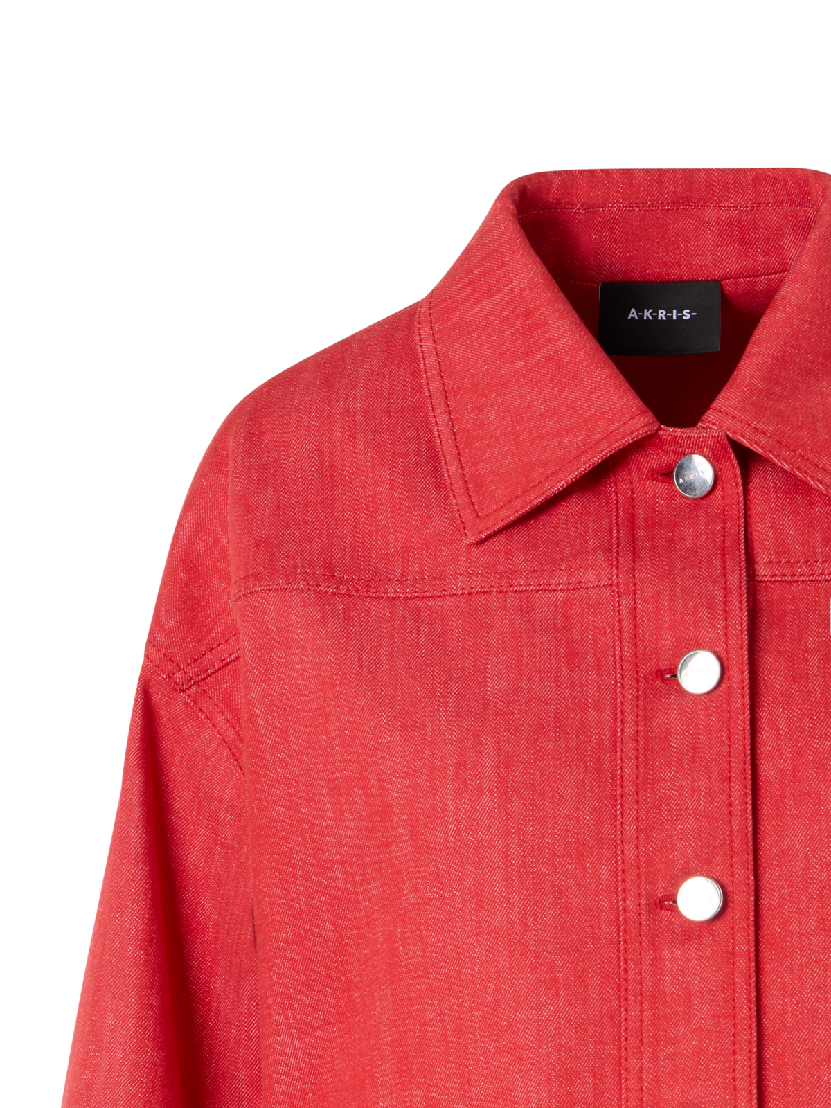 Designer Hilly Oversize Jacket in Cotton Denim - red
