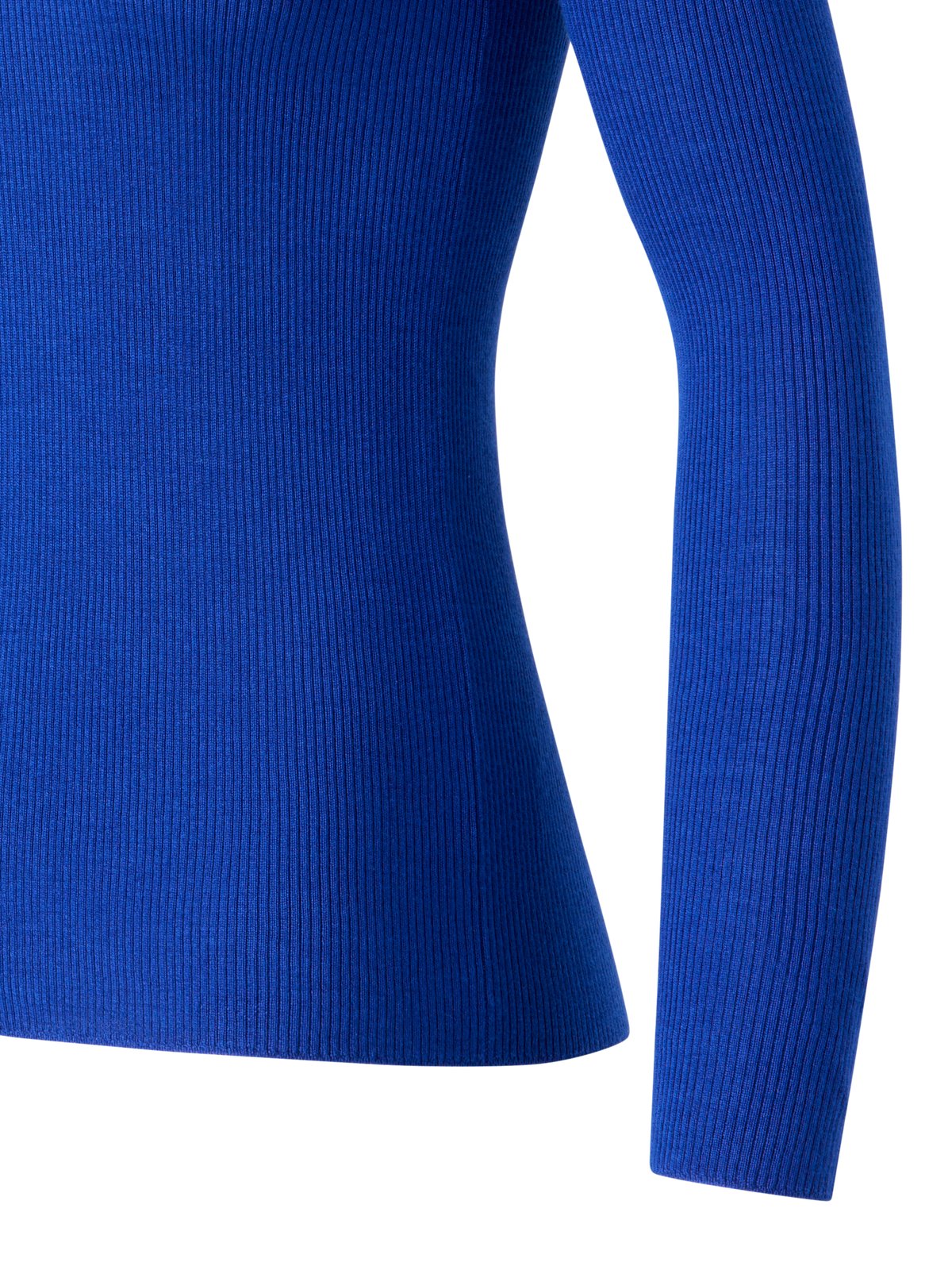 Designer Fine Rib Cashmere Silk Mock Neck Pullover - blue