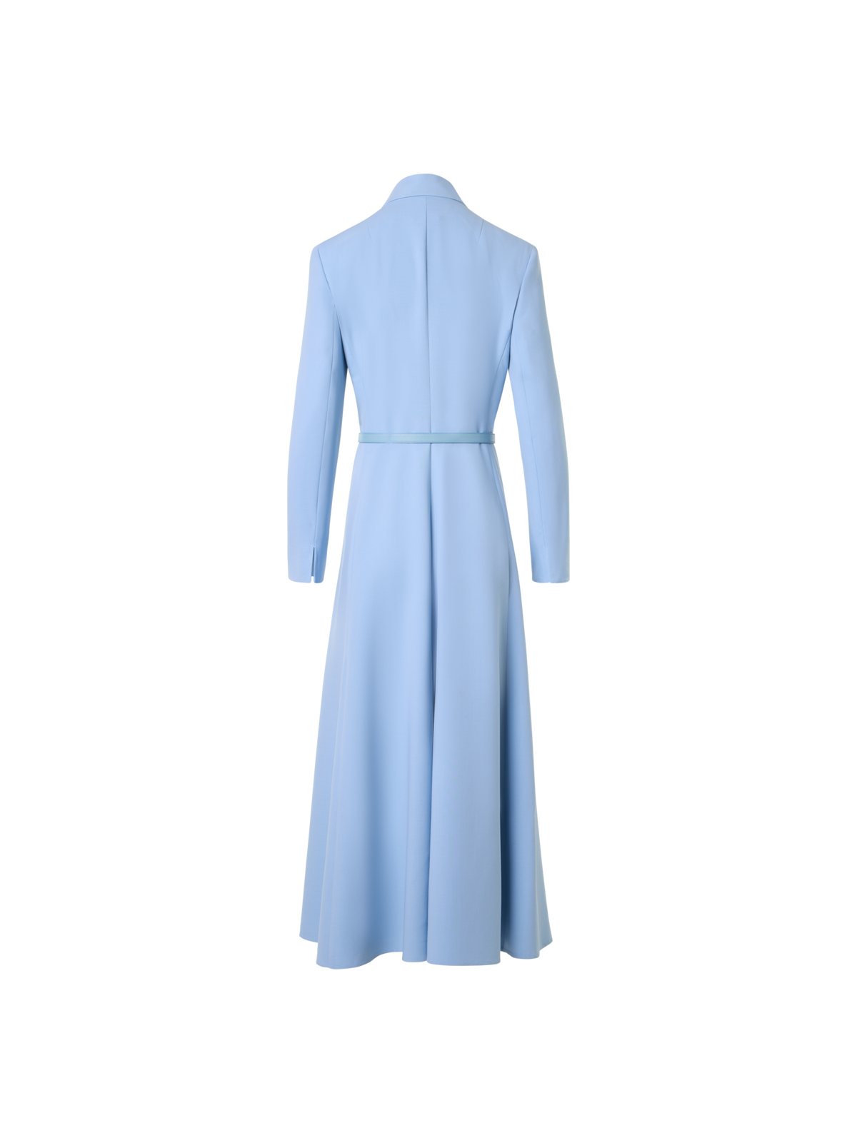 Designer Wool Double-Face Midi Dress with Belt - blue