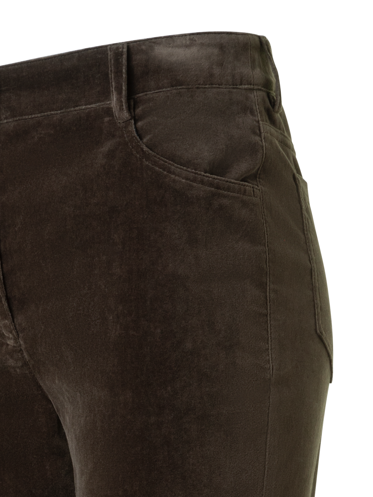 Designer Cropped Bootcut Stretch Cotton Velvet Pants - neutral - brown