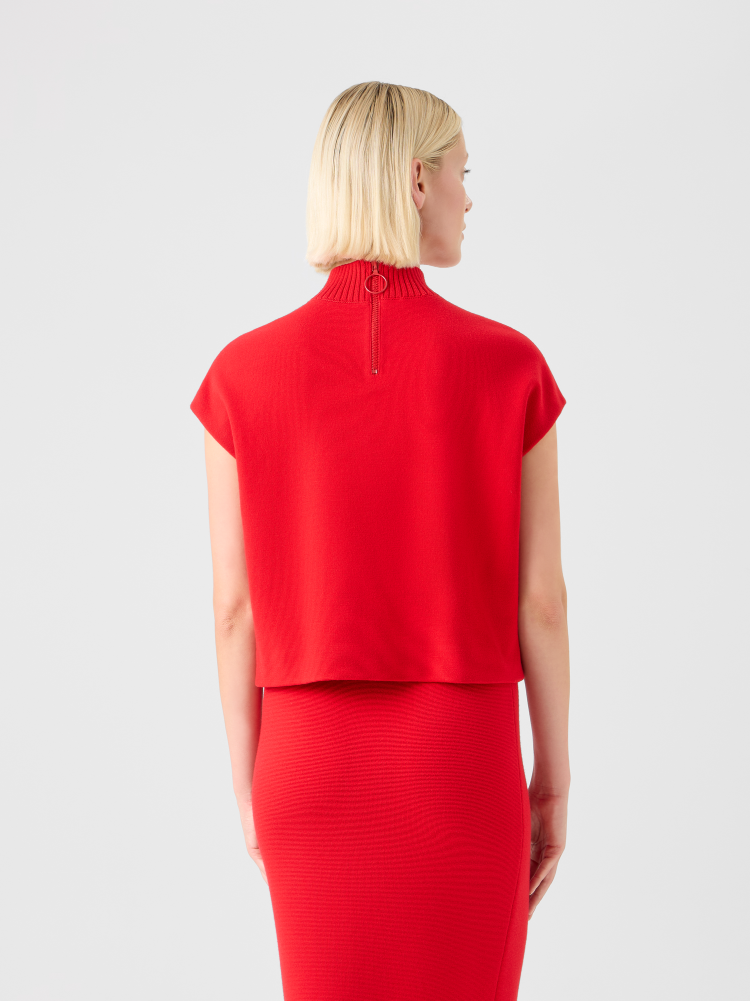 Designer Bright Red Milano Knit Pullover - red 