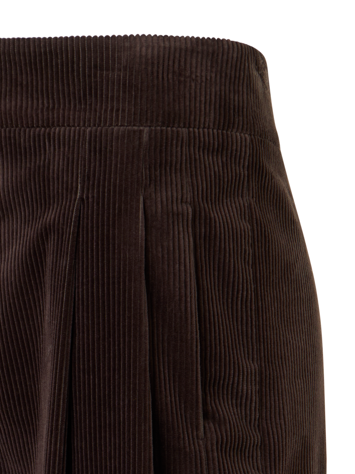 Designer Wide Pleated Pants in Cotton Corduroy - brown