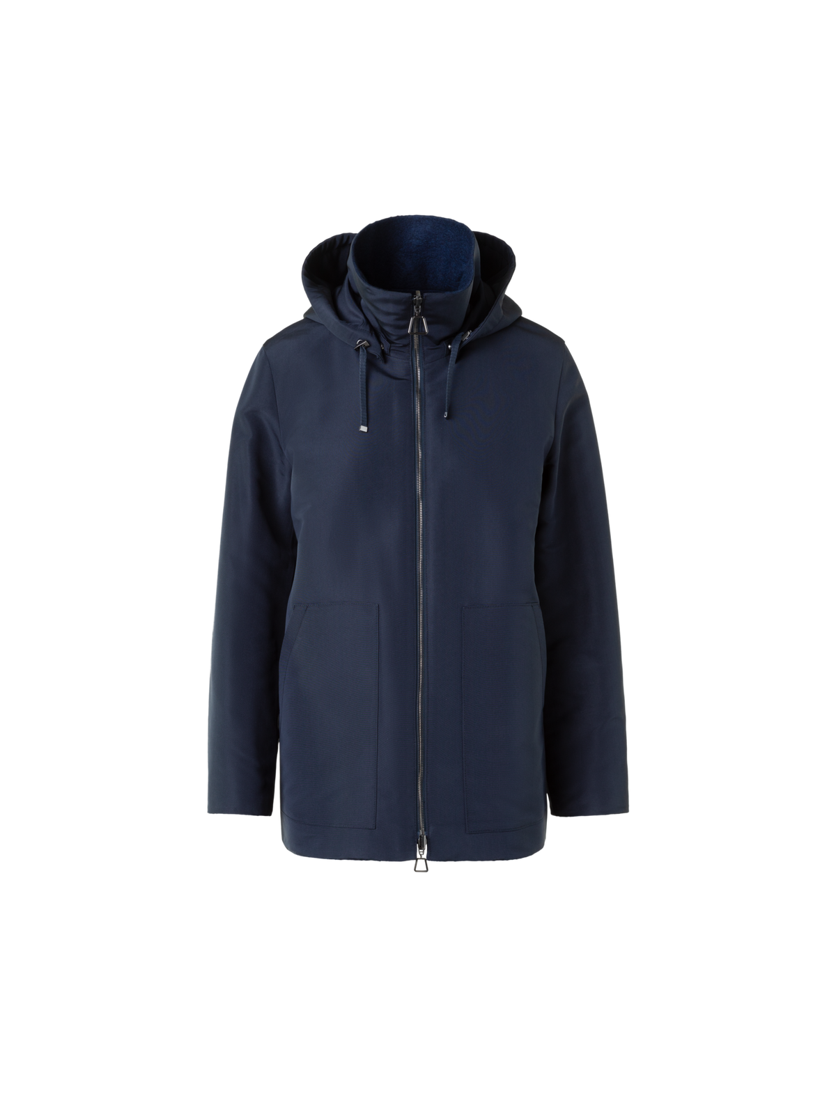 Designer Reversible Cashmere Jacket with Removable Hood - neutral - navy - blue
