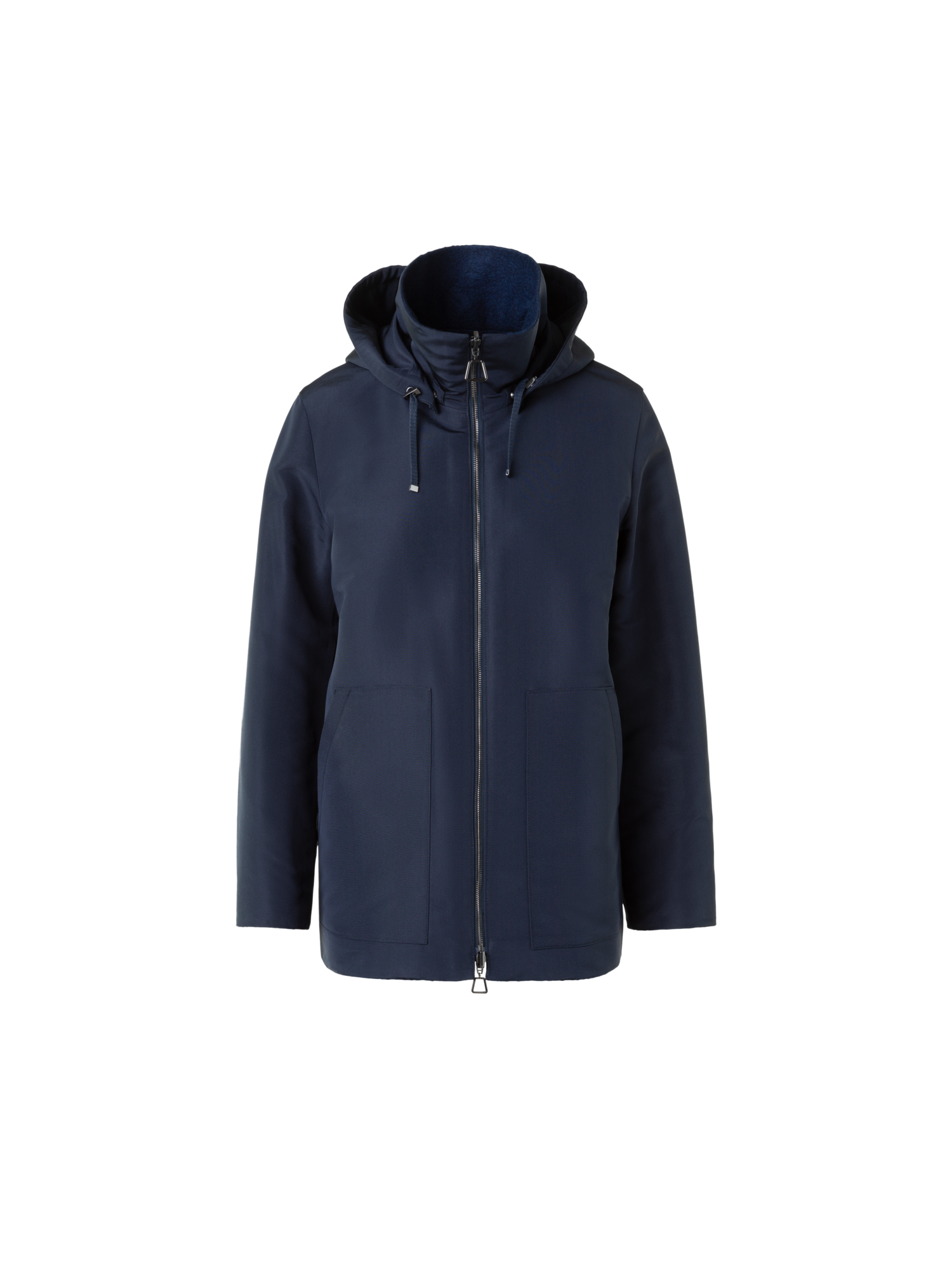 Designer Reversible Cashmere Jacket with Removable Hood - neutral - navy - blue