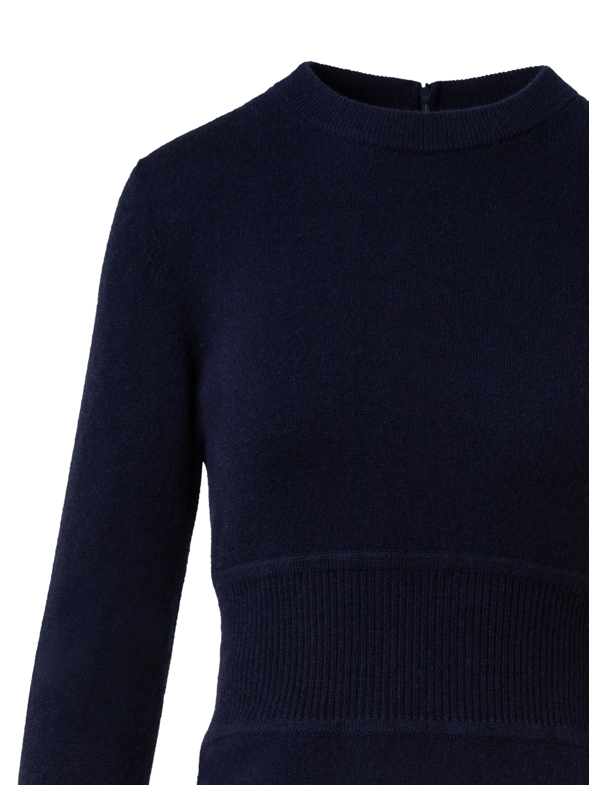 Designer Cashmere Stretch Knit Dress - navy - blue