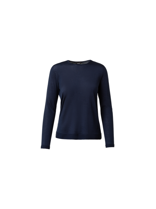 Designer Seamless Pullover from Cashmere Silk - navy - blue