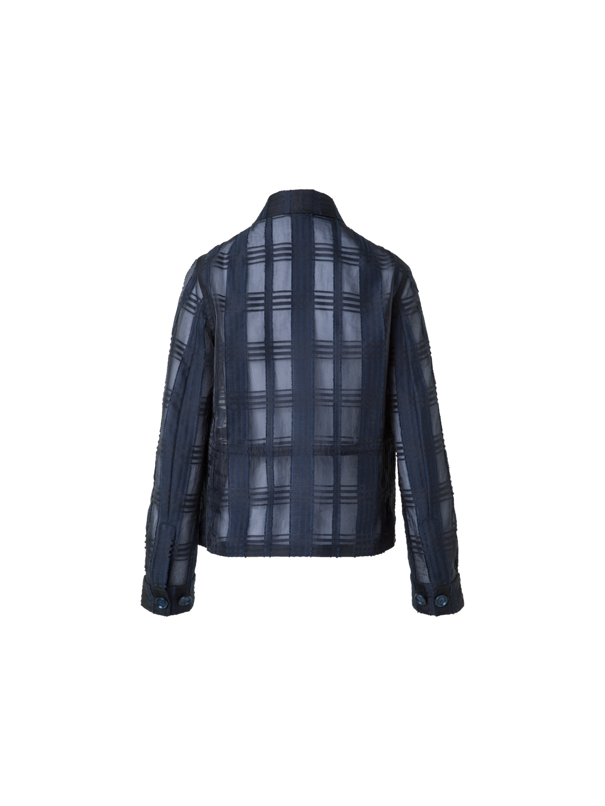 Designer Short Jacket in Sheer Organdy Plaid - neutral - navy - blue