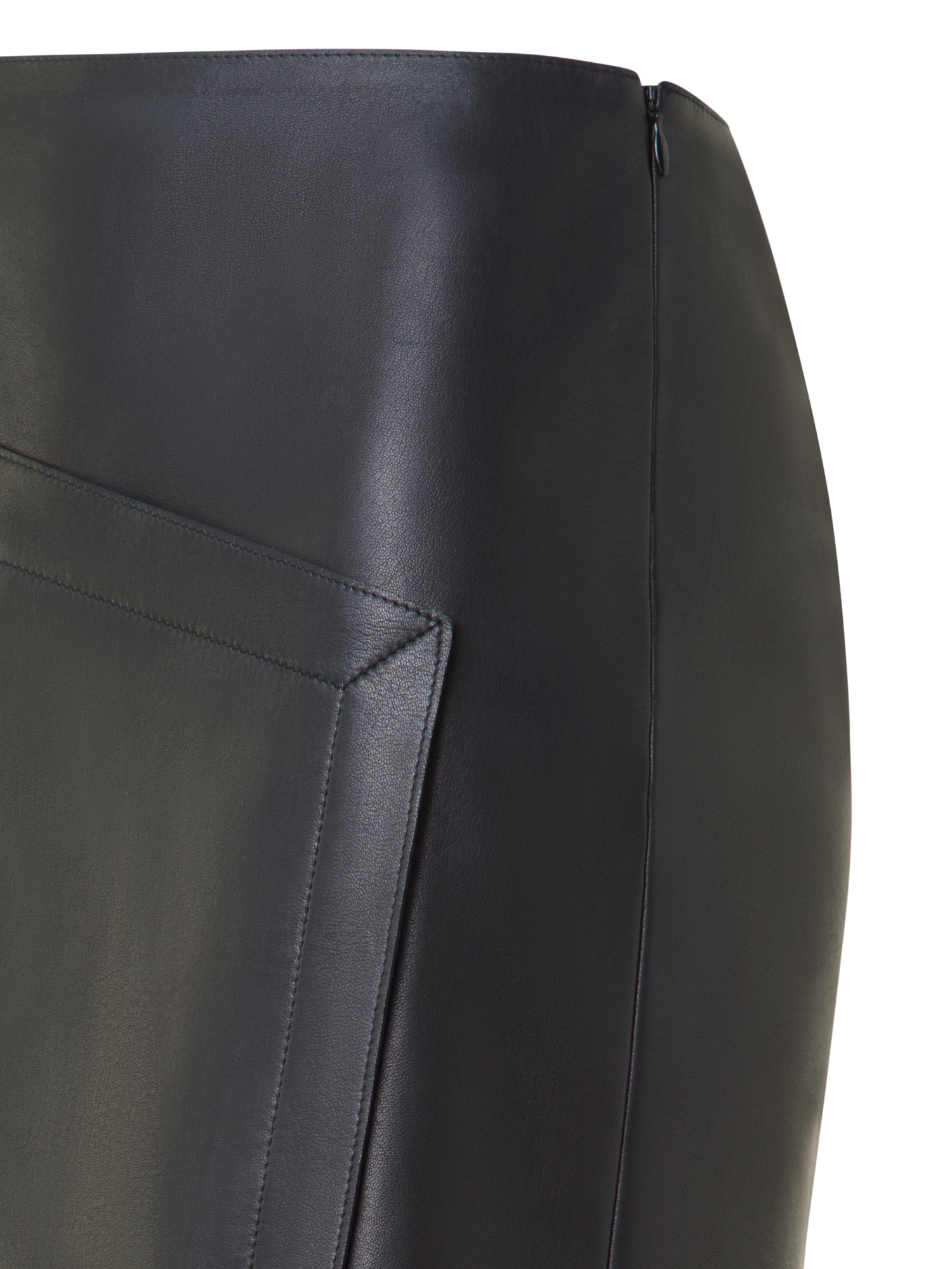Designer Asymmetrical Trapezoid Pencil Skirt in Leather - black - neutral