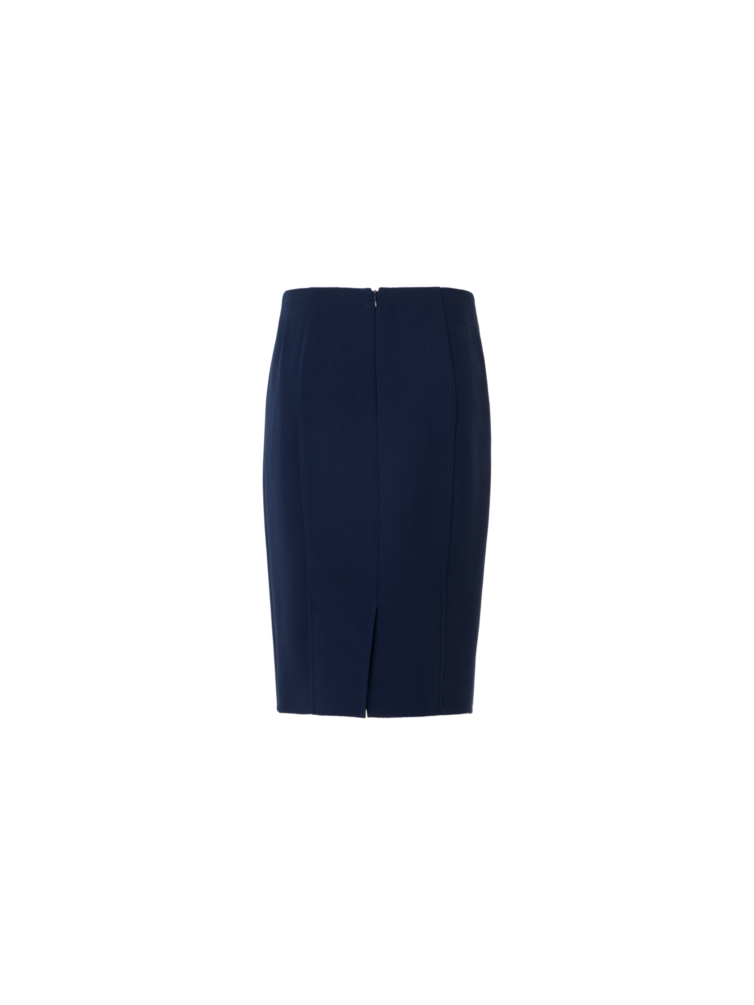 Designer Wool-Crêpe Double-Face Pencil Skirt - navy