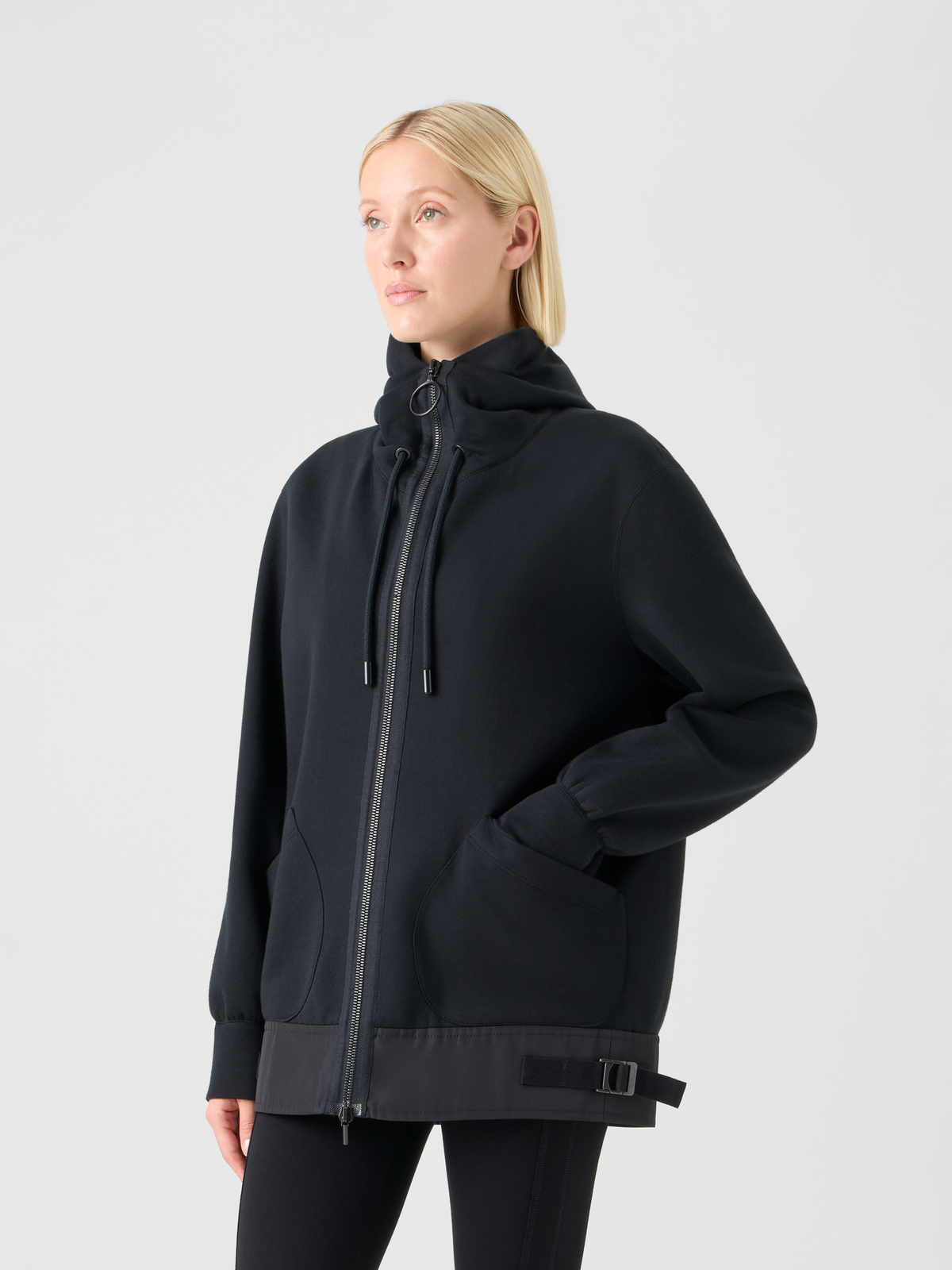 Designer Cotton-Blend Sweatshirt Jacket - black #editorial